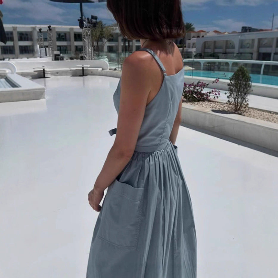 Solid Color Casual Sleeveless Dress