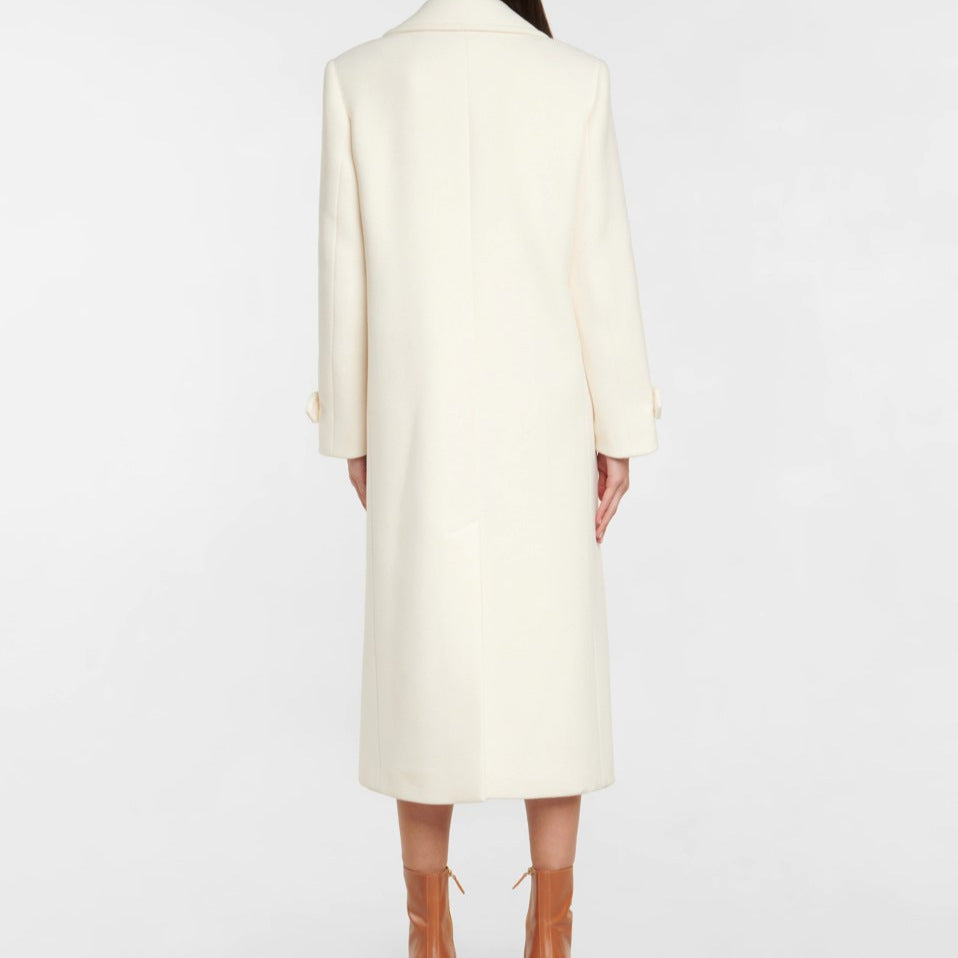 Double Breasted Mid-length Women's White Coat
