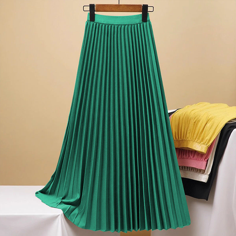 Women's Solid Color Pleated High Waist Skirt