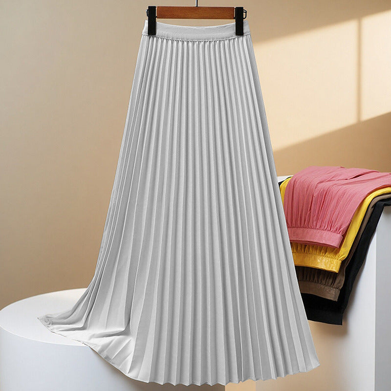 Women's Solid Color Pleated High Waist Skirt