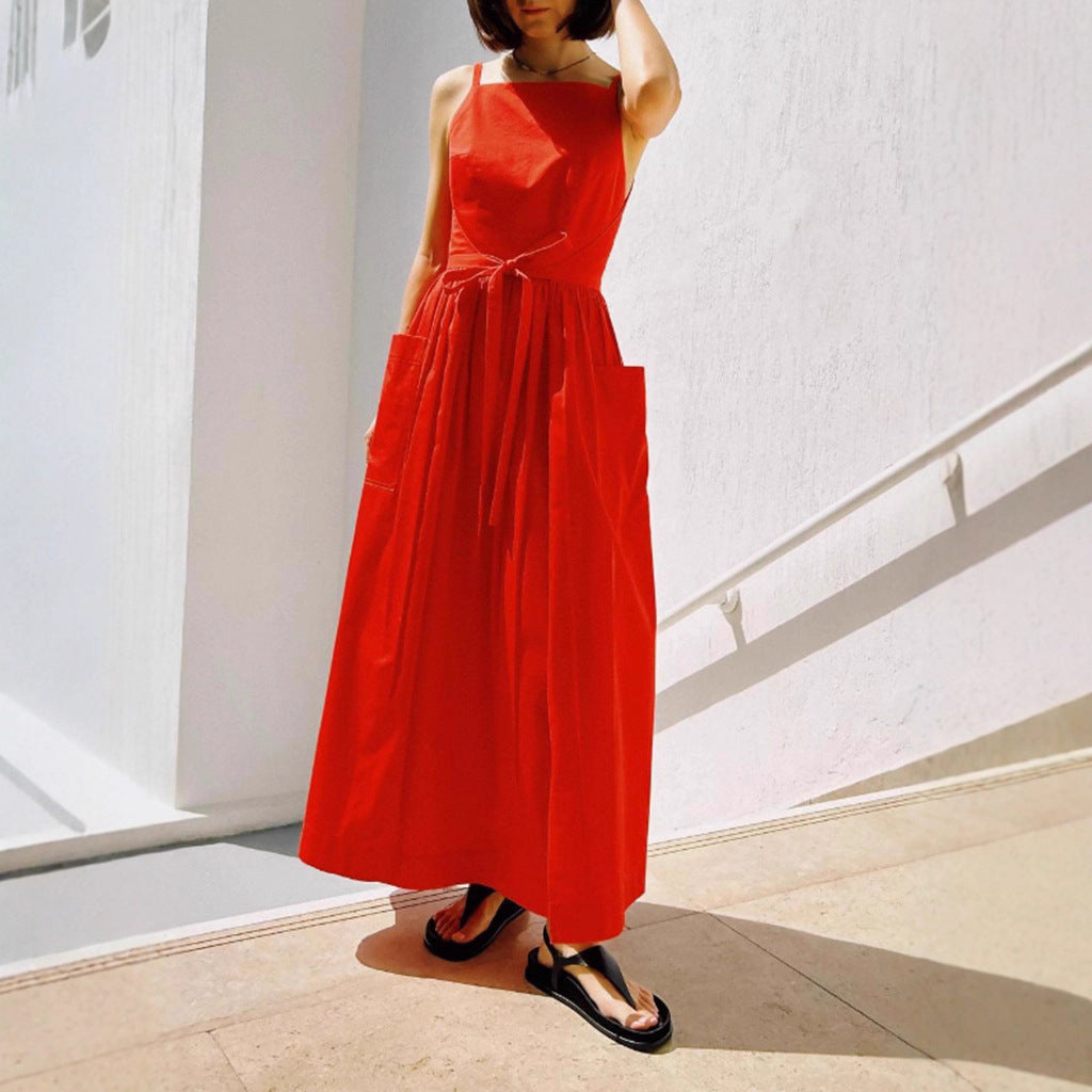 Solid Color Casual Sleeveless Dress
