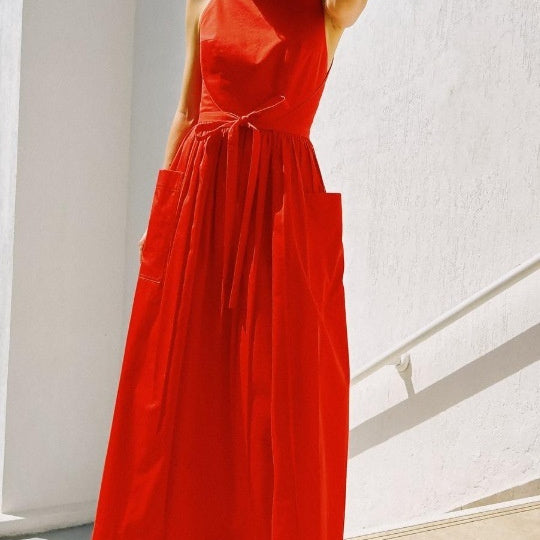 Solid Color Casual Sleeveless Dress