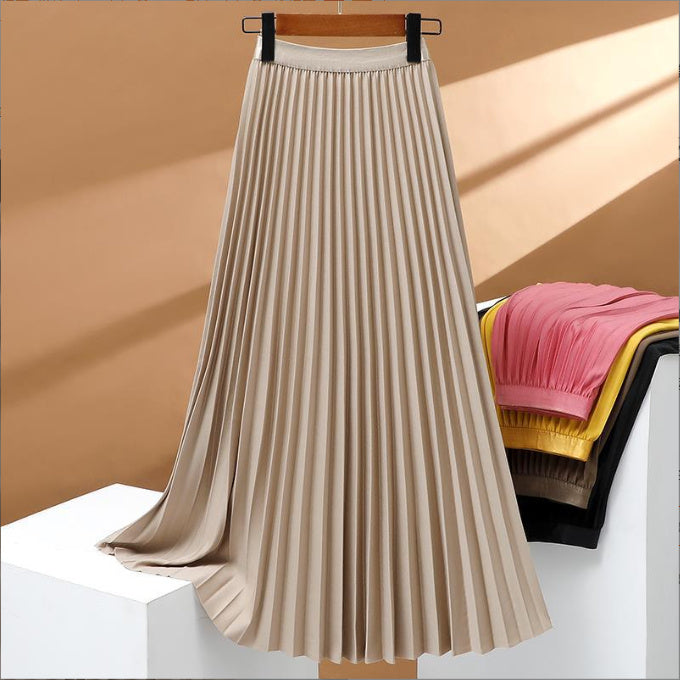 Women's Solid Color Pleated High Waist Skirt