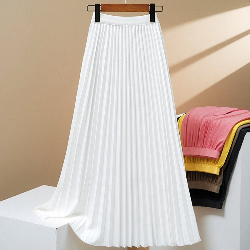 Women's Solid Color Pleated High Waist Skirt