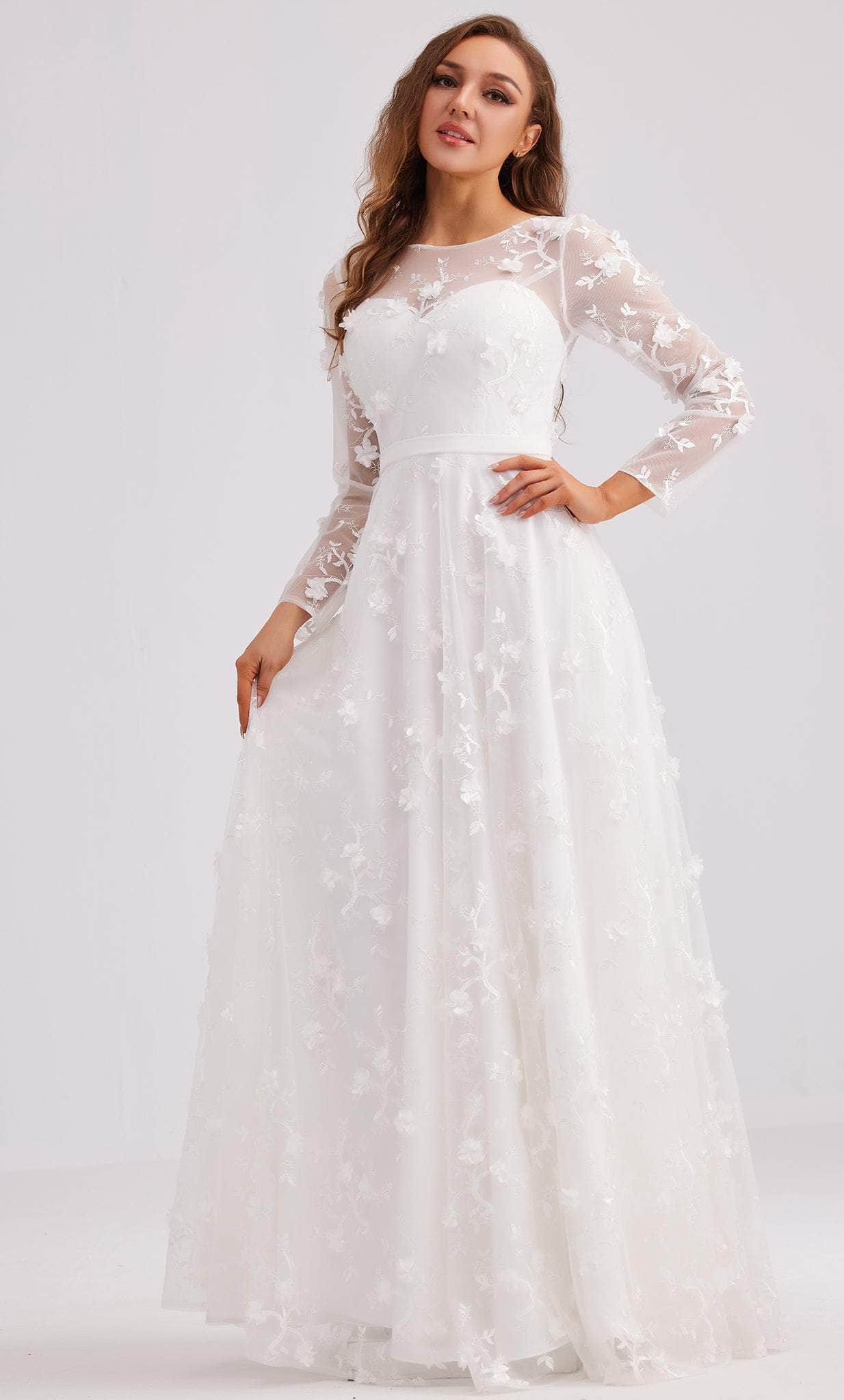 A-Line Floral Applique Gown