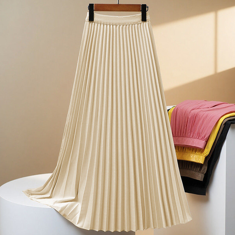 Women's Solid Color Pleated High Waist Skirt