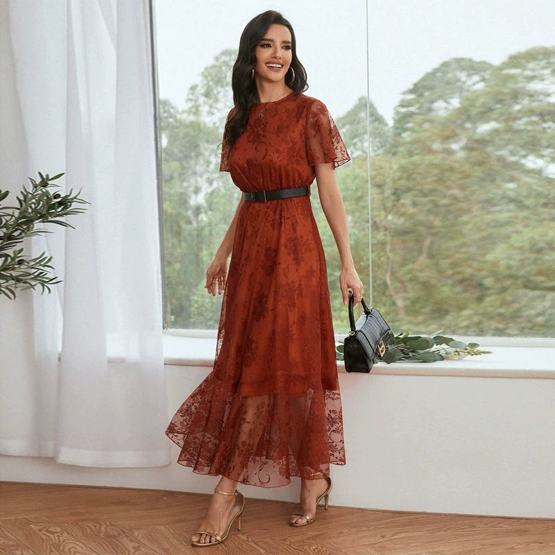 Lace Dress Including Belt