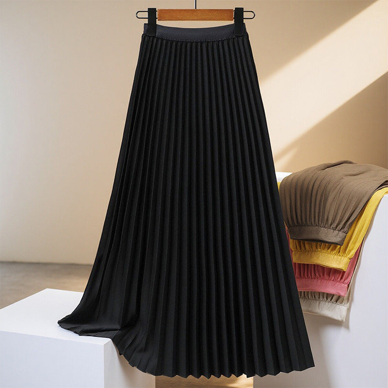 Women's Solid Color Pleated High Waist Skirt